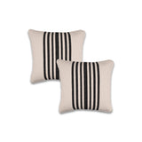 Set of Two 22" X 22" White And Black Lumbar Striped Cotton Throw Pillow Covers