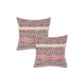 Set of Two 18" Pink And Natural Striped Cotton Blend Throw Pillow Covers