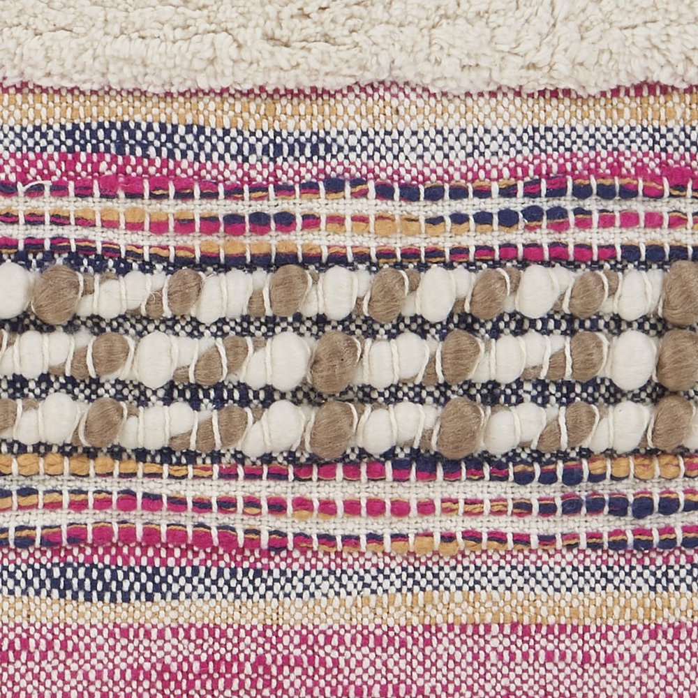 Set of Two 18" X 18" Pink And Ivory Lumbar Striped Cotton Blend Throw Pillow Covers with Texture