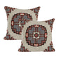 Set of Two 18" Brown And Beige Geometric Cotton Throw Pillow Covers
