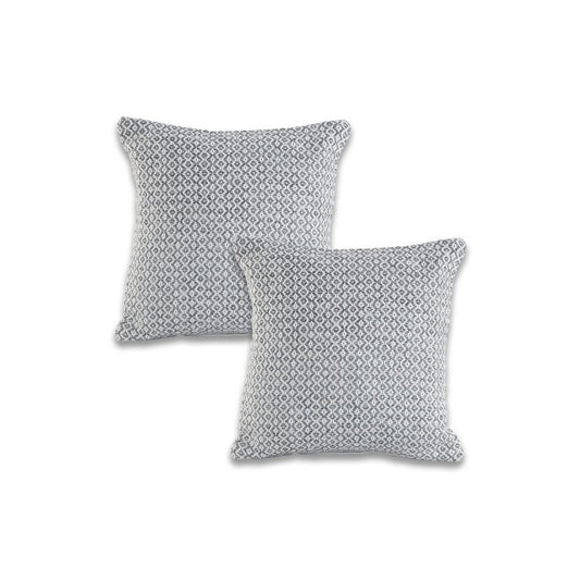 Set of Two 18" X 18" Gray And White Lumbar Geometric Cotton Throw Pillow Covers