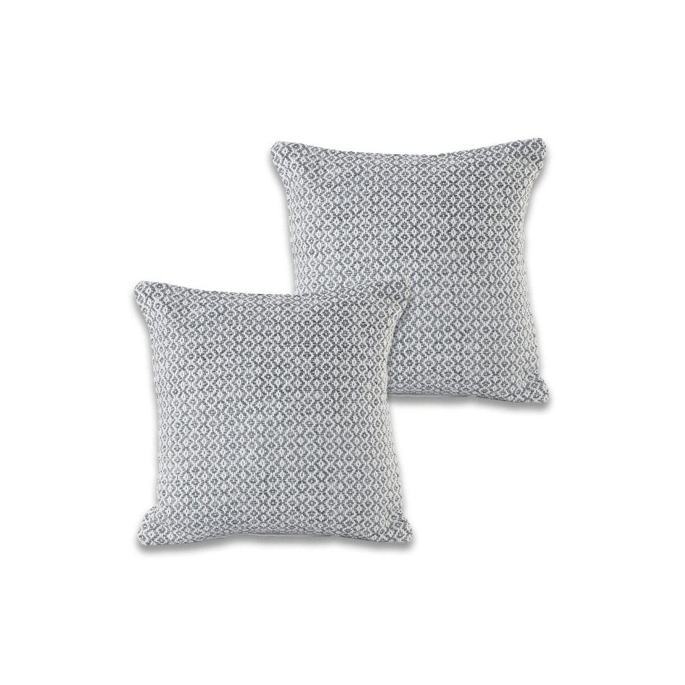 Set of Two 18" X 18" Gray And White Lumbar Geometric Cotton Throw Pillow Covers