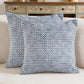Set of Two 18" Navy Blue And White Geometric Cotton Throw Pillow Covers