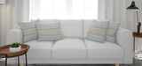Set of Four 18" Yellow And Blue Chevron Cotton Throw Pillow Covers