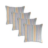 Set of Four 18" Yellow And Blue Chevron Cotton Throw Pillow Covers