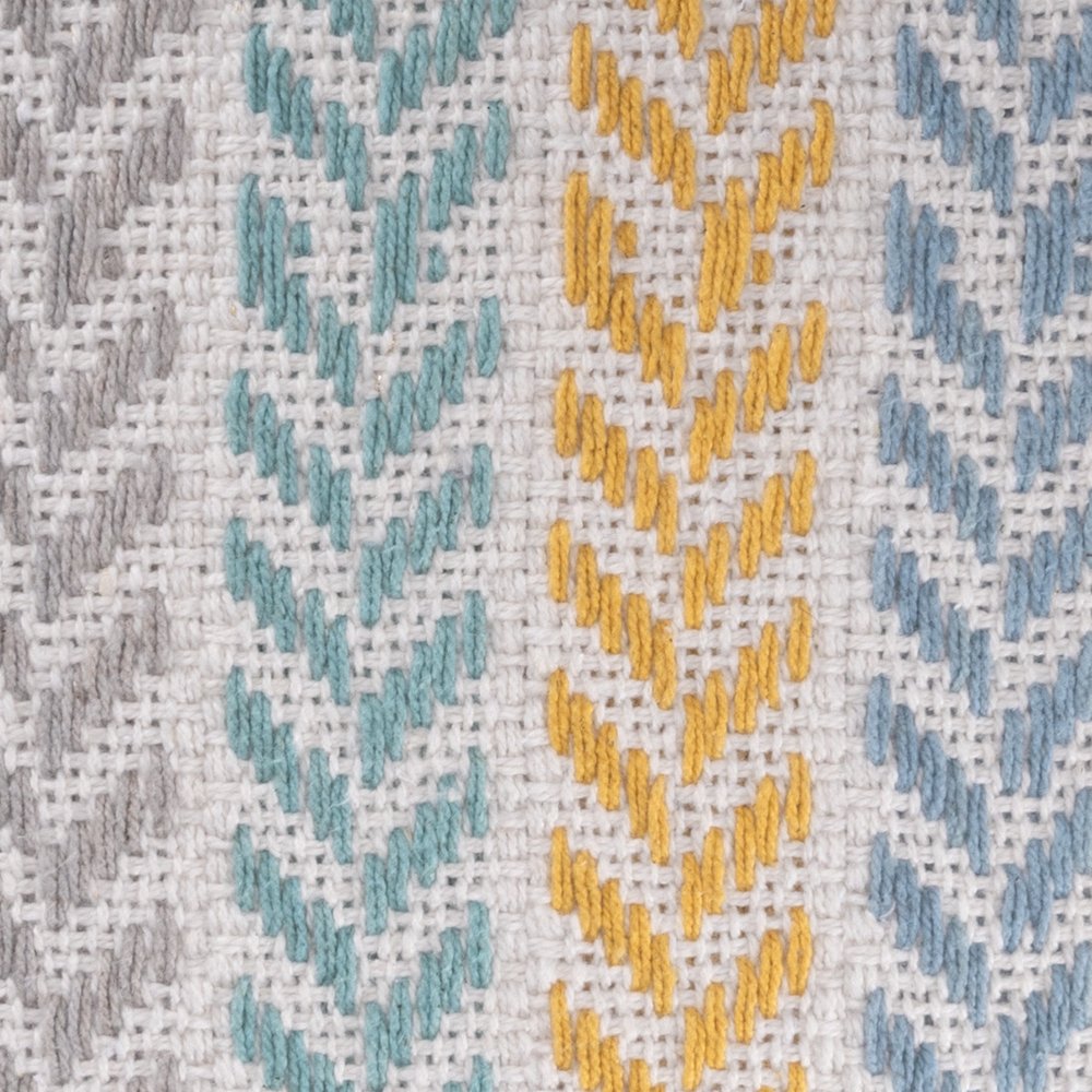 Set of Four 18" Yellow And Blue Chevron Cotton Throw Pillow Covers
