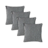 Set of Four 22" Blue And White Striped Cotton Throw Pillow Covers