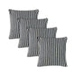 Set of Four 22" Blue And White Striped Cotton Throw Pillow Covers