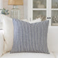 Set of Four 22" Blue And White Striped Cotton Throw Pillow Covers