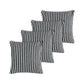 Set of Four 22" X 22" Blue And White Lumbar Striped Cotton Throw Pillow Covers