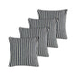Set of Four 22" Blue And White Striped Cotton Throw Pillow Covers