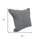 Set of Four 22" Blue And White Striped Cotton Throw Pillow Covers