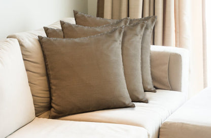 Set of Four 22" Gray Cotton Throw Pillow Covers