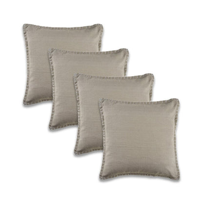 Set of Four 22" X 22" Gray Lumbar Cotton Throw Pillow Covers