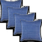 Set of Four 22" Blue Cotton Throw Pillow Covers