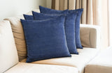 Set of Four 22" Blue Cotton Throw Pillow Covers