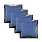Set of Four 22" Blue Cotton Throw Pillow Covers