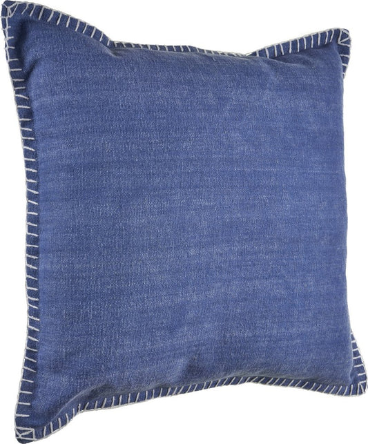 Set of Four 22" Blue Cotton Throw Pillow Covers