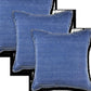 Set of Four 22" Blue Cotton Throw Pillow Covers