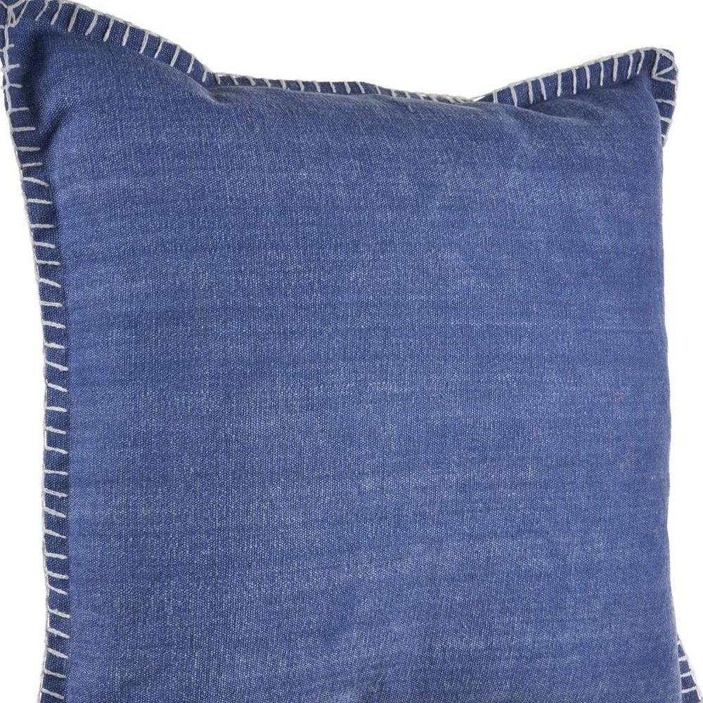 Set of Four 22" X 22" Blue Lumbar Cotton Throw Pillow Covers