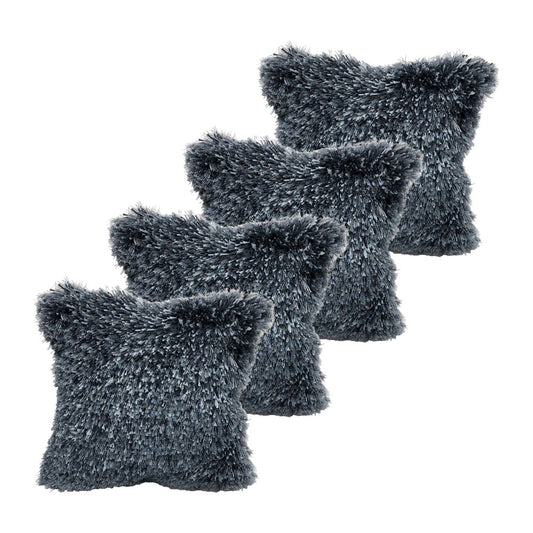 Set of Four 18" Blue Polyester Blend Throw Pillow Covers