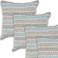 Set of Four 18" X 18" Gray And Blue Lumbar Beach Chevron Cotton Throw Pillow Covers