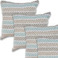 Set of Four 18" Gray And Blue Chevron Cotton Throw Pillow Covers