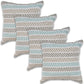 Set of Four 18" Gray And Blue Chevron Cotton Throw Pillow Covers