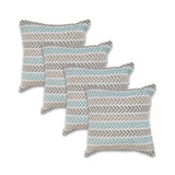 Set of Four 18" X 18" Gray And Blue Lumbar Beach Chevron Cotton Throw Pillow Covers