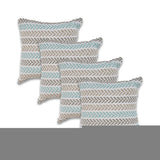 Set of Four 18" Gray And Blue Chevron Cotton Throw Pillow Covers