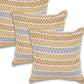 Set of Four 18" Yellow And White Chevron Cotton Throw Pillow Covers