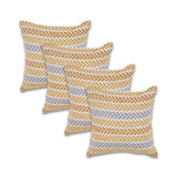 Set of Four 18" X 18" Yellow And Gray Lumbar Beach Chevron Cotton Throw Pillow Covers