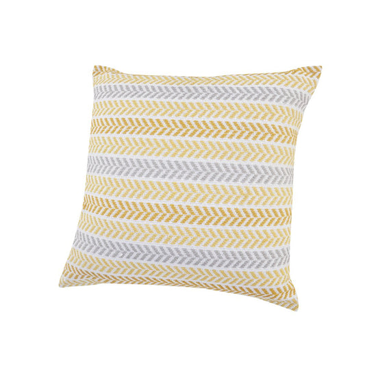 Set of Four 18" Yellow And White Chevron Cotton Throw Pillow Covers