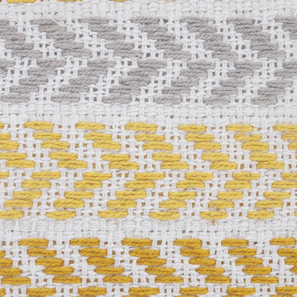 Set of Four 18" Yellow And White Chevron Cotton Throw Pillow Covers
