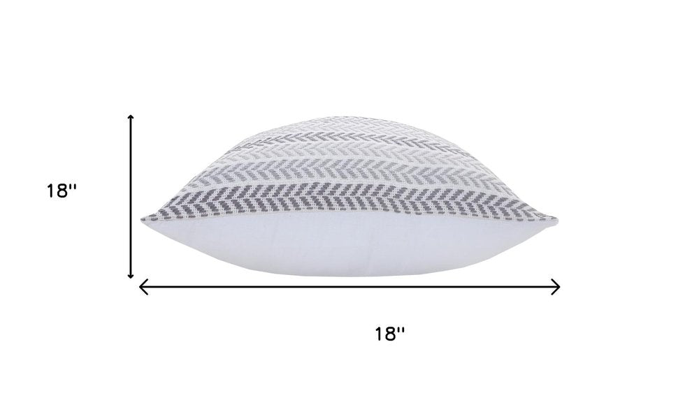 Set of Four 18" Gray And Beige Chevron Cotton Throw Pillow Covers