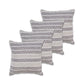 Set of Four 18" X 18" Gray And White Lumbar Beach Chevron Cotton Throw Pillow Covers