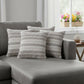 Set of Four 18" X 18" Gray And White Lumbar Beach Chevron Cotton Throw Pillow Covers