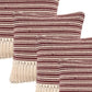 Set of Four 20" Maroon And Black Striped Cotton Throw Pillow Covers
