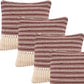 Set of Four 20" X 20" Maroon And Ivory Lumbar Striped Cotton Throw Pillow Covers with Tassels