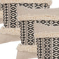 Set of Four 18" X 18" Black And Natural Lumbar Geometric Cotton Throw Pillow Covers with Fringe