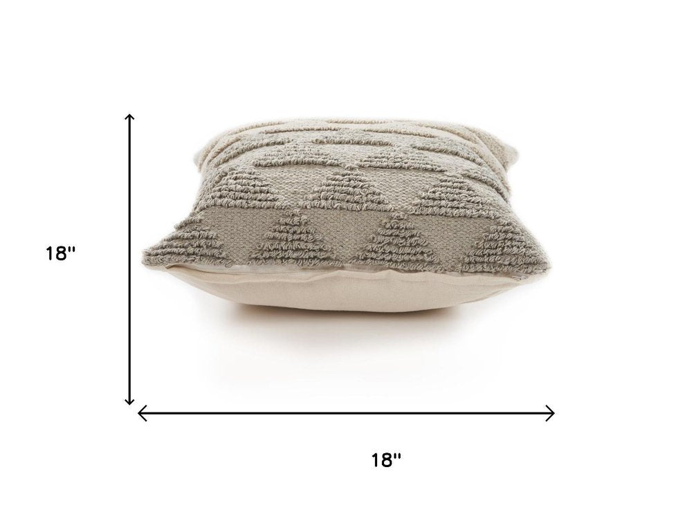 Set of Four 18" Gray And Beige Geometric Cotton Throw Pillow Covers