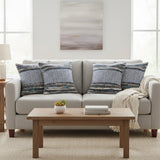 Set of Four 18" Gray And Blue Striped Cotton Blend Throw Pillow Covers