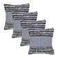 Set of Four 18" Gray And Blue Striped Cotton Blend Throw Pillow Covers