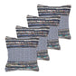 Set of Four 18" Gray And Blue Striped Cotton Blend Throw Pillow Covers