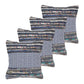 Set of Four 18" X 18" Navy Blue And Off White Lumbar Striped Cotton Blend Throw Pillow Covers with Tufts