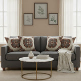 Set of Four 18" Brown And Beige Geometric Cotton Throw Pillow Covers