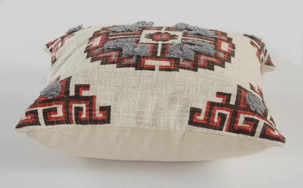 Set of Four 18" X 18" Brown Beige And Orange Lumbar Southwestern Cotton Throw Pillow Covers