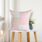 Set of Four 20" Pink And White Patchwork Cotton Throw Pillow Covers