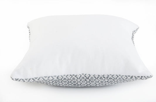 Set of Four 18" Gray And White Geometric Cotton Throw Pillow Covers