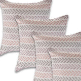 Set of Four 18" X 18" Lilac And Pink Lumbar Beach Chevron Cotton Throw Pillow Covers